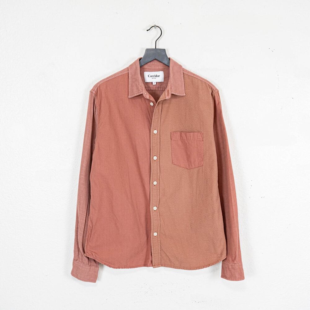 Corridor NY Linen Cotton Paneled Dusty Rose Shirt button up size Medium